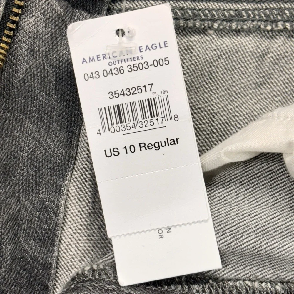 American Eagle Mom‎ Jeans Size 10 (30x28) Stretch Distressed Gray Regular NEW